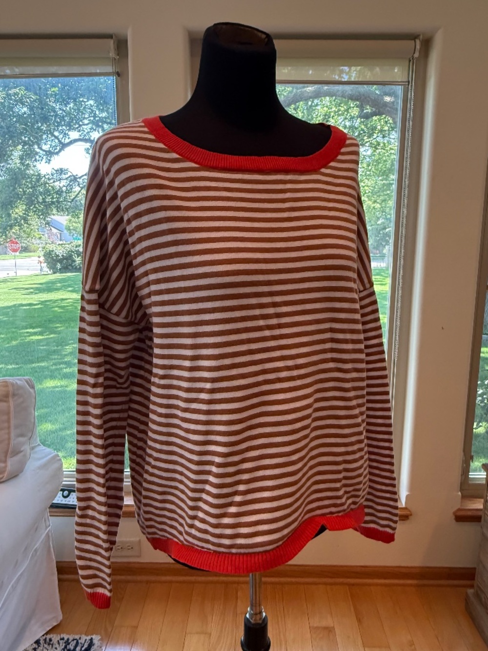 Two toned Striped Knit Sweater Size XL